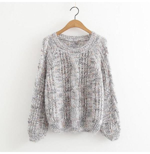 The Best Autumn Winter Women's Knitted Sweater Puff Sleeve Mohair Short Sweaters Online - Takalr