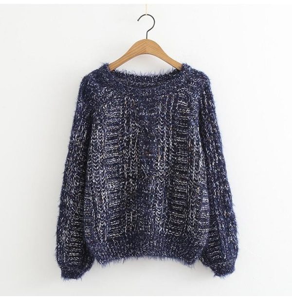 The Best Autumn Winter Women's Knitted Sweater Puff Sleeve Mohair Short Sweaters Online - Takalr