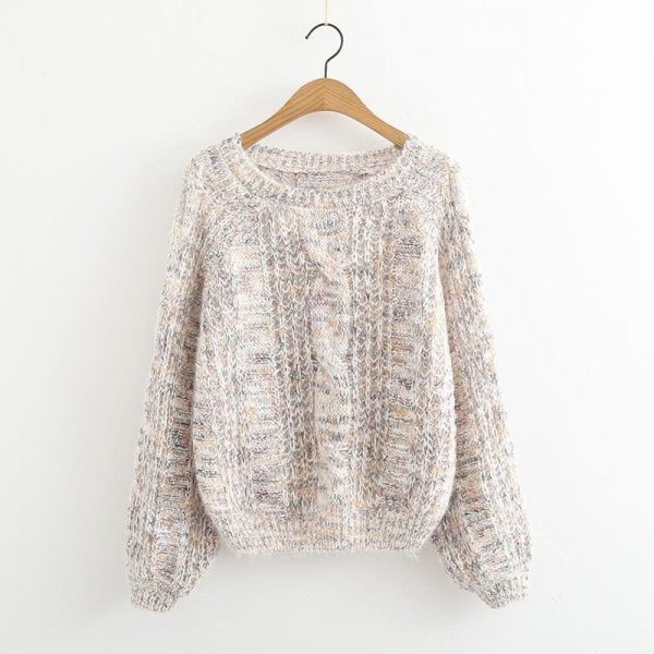 The Best Autumn Winter Women's Knitted Sweater Puff Sleeve Mohair Short Sweaters Online - Takalr