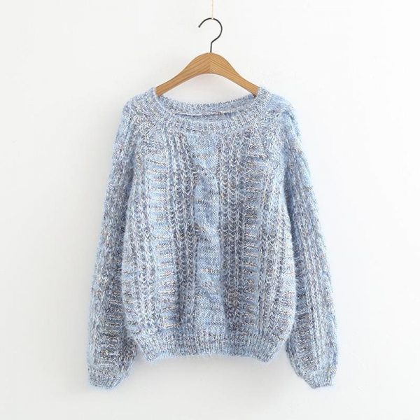 The Best Autumn Winter Women's Knitted Sweater Puff Sleeve Mohair Short Sweaters Online - Takalr