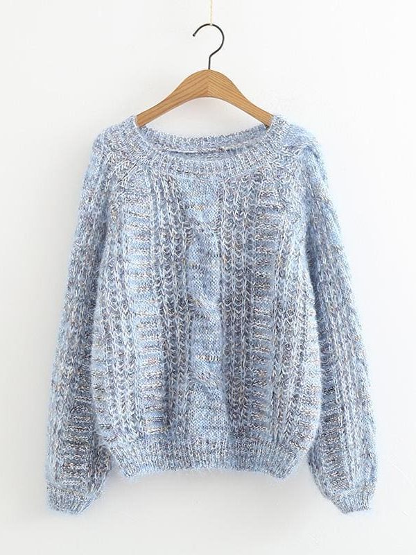 The Best Autumn Winter Women's Knitted Sweater Puff Sleeve Mohair Short Sweaters Online - Takalr