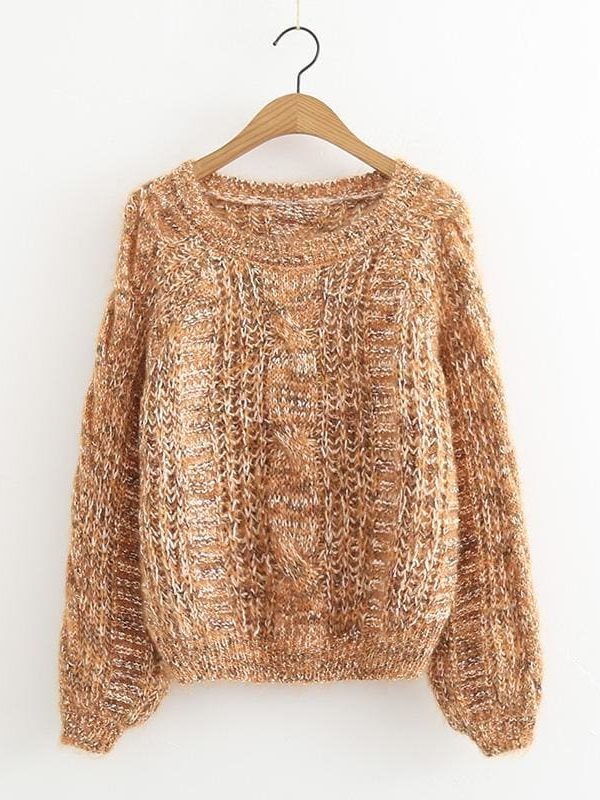 The Best Autumn Winter Women's Knitted Sweater Puff Sleeve Mohair Short Sweaters Online - Takalr