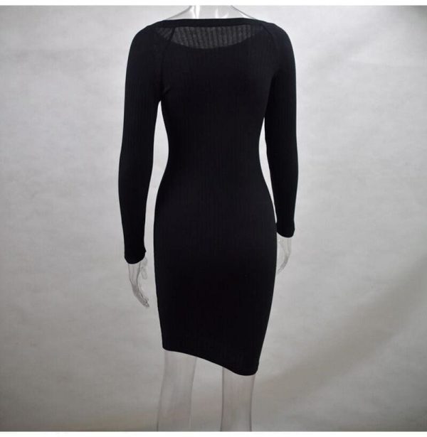 The Best Autumn Women Bodycon Sheath Dress Knitted Cotton Long Sleeve Dresses Online - Takalr