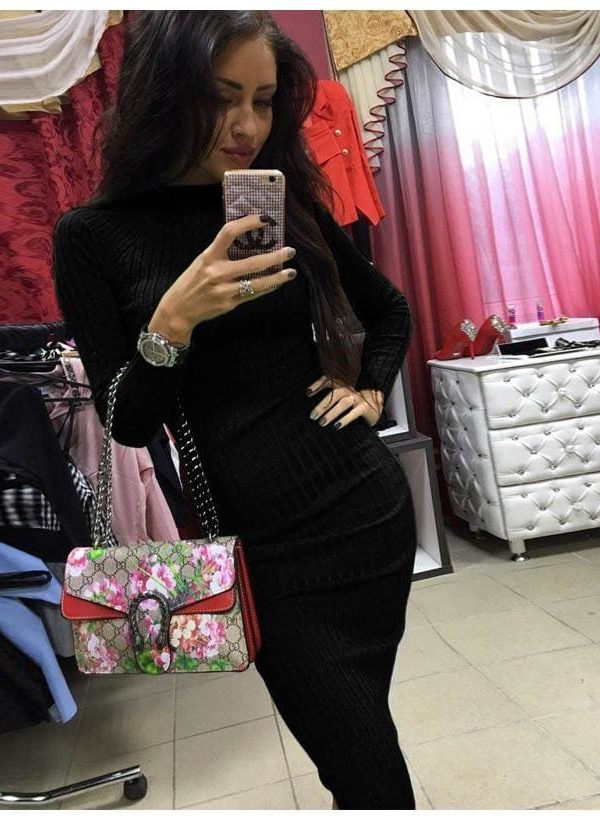 The Best Autumn Women Bodycon Sheath Dress Knitted Cotton Long Sleeve Dresses Online - Takalr