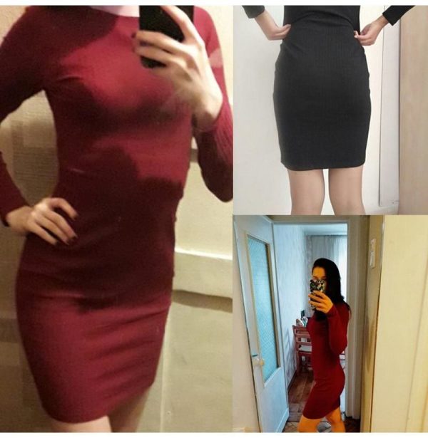 The Best Autumn Women Bodycon Sheath Dress Knitted Cotton Long Sleeve Dresses Online - Takalr