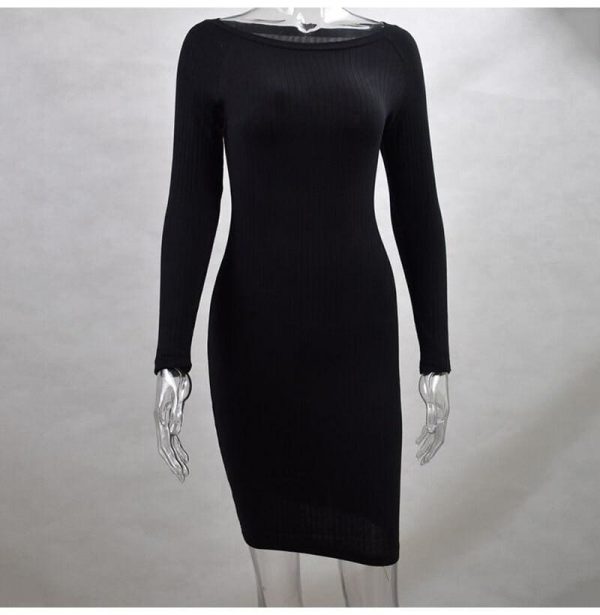 The Best Autumn Women Bodycon Sheath Dress Knitted Cotton Long Sleeve Dresses Online - Takalr