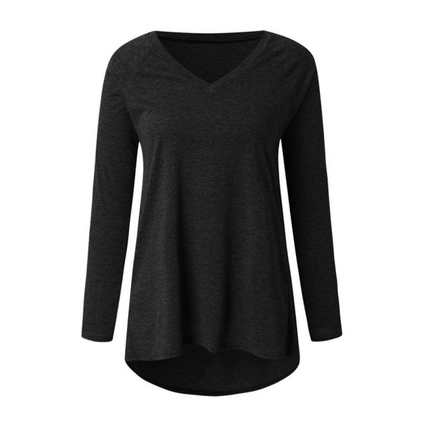 The Best Autumn Women Ladies Tee Shirt Loose Blouse V-neck Shirt Long Sleeve Casual Jumper Pullover Tops Plus Size L-5XL Online - Takalr