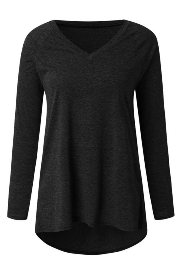 The Best Autumn Women Ladies Tee Shirt Loose Blouse V-neck Shirt Long Sleeve Casual Jumper Pullover Tops Plus Size L-5XL Online - Takalr