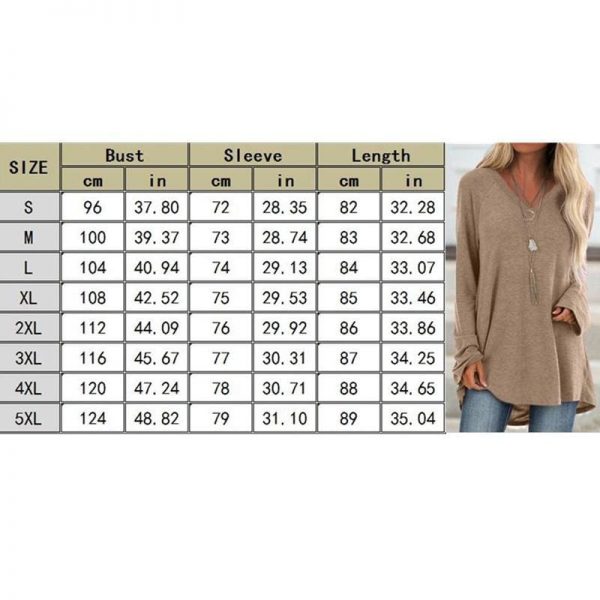 The Best Autumn Women Ladies Tee Shirt Loose Blouse V-neck Shirt Long Sleeve Casual Jumper Pullover Tops Plus Size L-5XL Online - Takalr