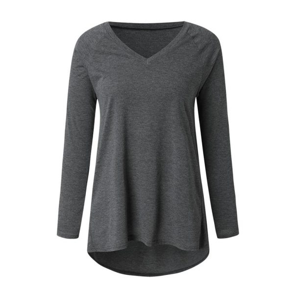 The Best Autumn Women Ladies Tee Shirt Loose Blouse V-neck Shirt Long Sleeve Casual Jumper Pullover Tops Plus Size L-5XL Online - Takalr