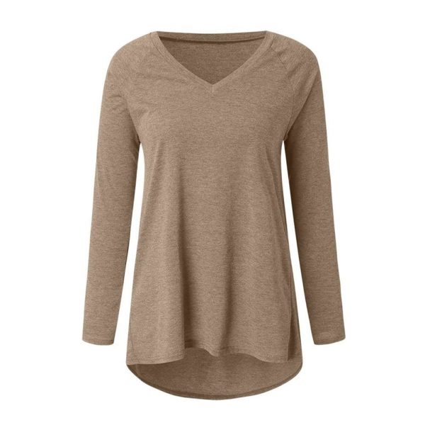 The Best Autumn Women Ladies Tee Shirt Loose Blouse V-neck Shirt Long Sleeve Casual Jumper Pullover Tops Plus Size L-5XL Online - Takalr