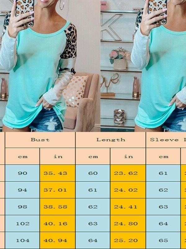 The Best Autumn Women Leopard Print Top Ladies Round Neck Long Sleeve Pullover Sweatshirt Fashion Blouse Loose Shirt Online - Takalr