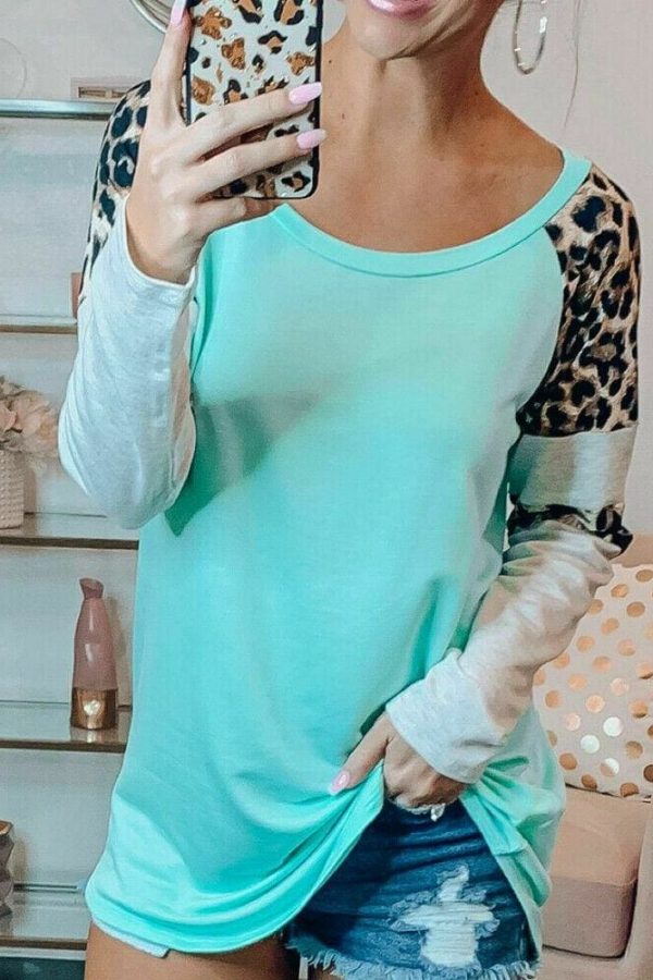 The Best Autumn Women Leopard Print Top Ladies Round Neck Long Sleeve Pullover Sweatshirt Fashion Blouse Loose Shirt Online - Takalr