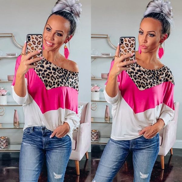 The Best Autumn Women Leopard Print Top Ladies Round Neck Long Sleeve Pullover Sweatshirt Fashion Blouse Loose Shirt Online - Takalr