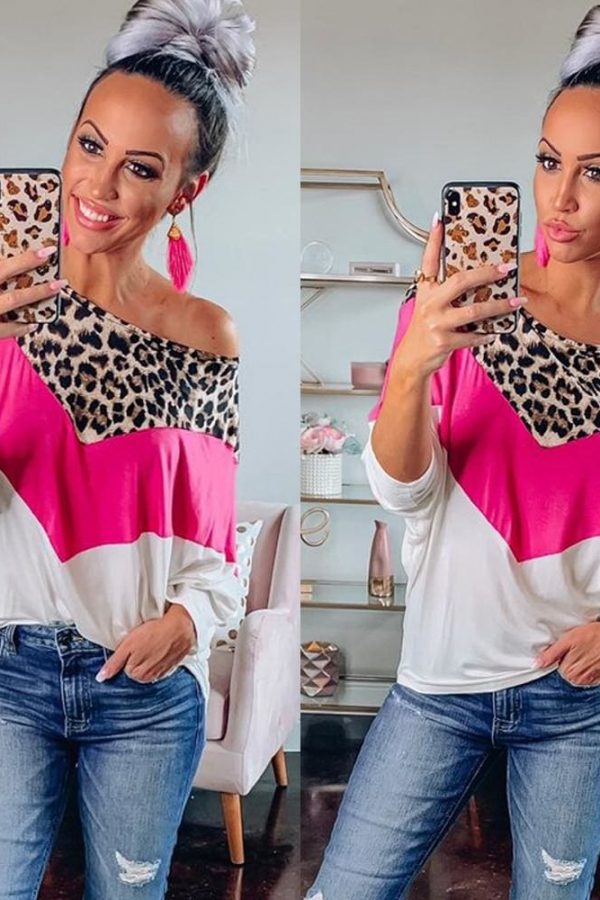 The Best Autumn Women Leopard Print Top Ladies Round Neck Long Sleeve Pullover Sweatshirt Fashion Blouse Loose Shirt Online - Takalr