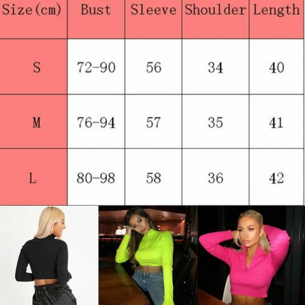 The Best Autumn Women's Long Sleeve Zipper Cropped Navel Blouse Solid Color Ladies Sexy Slim Top Tee Shirt Streetwear Online - Takalr