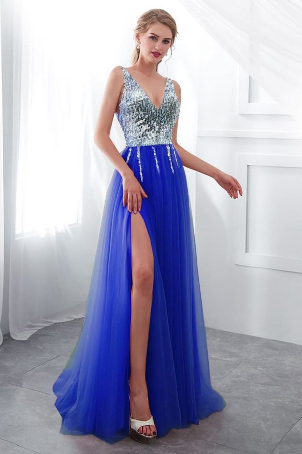 The Best Ball Gown Maxi Dress Women's Wedding Bridesmaid Ball Prom Gown Sexy Lady Backless Mesh Sequin Stitching Long Dress Online - Takalr