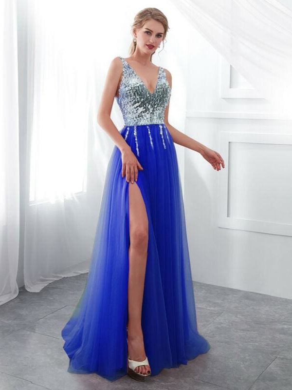 The Best Ball Gown Maxi Dress Women's Wedding Bridesmaid Ball Prom Gown Sexy Lady Backless Mesh Sequin Stitching Long Dress Online - Takalr