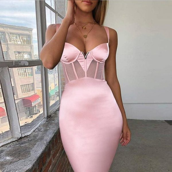 The Best Bandage Dress 2019 New Arrivals Mesh Insert Women Bandage Dress Online - Takalr