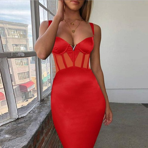 The Best Bandage Dress 2019 New Arrivals Mesh Insert Women Bandage Dress Online - Takalr