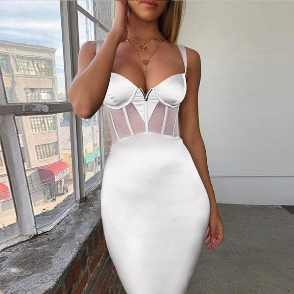 The Best Bandage Dress 2019 New Arrivals Mesh Insert Women Bandage Dress Online - Takalr