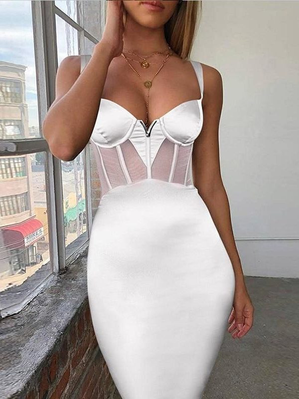 The Best Bandage Dress 2019 New Arrivals Mesh Insert Women Bandage Dress Online - Takalr