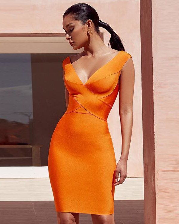 The Best Bandage Dress V-neck Sleeveless Party Dress Online - Takalr