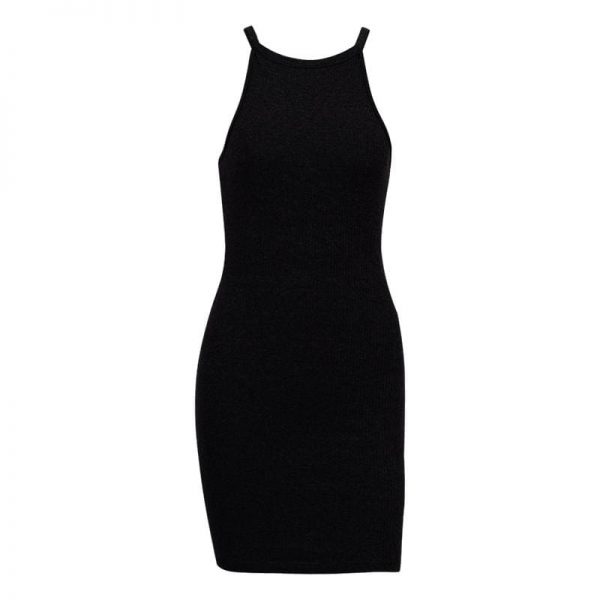 The Best Basic Dress Summer New Women Stretched Sleeveless Rib Knit Dress Online - Takalr