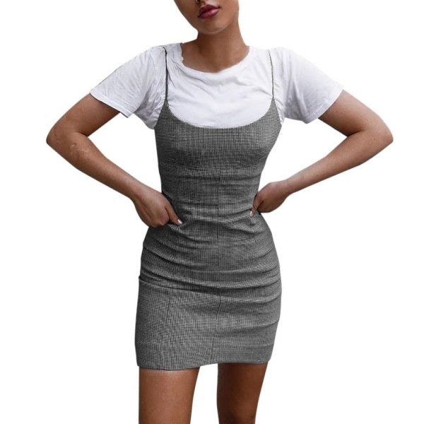 The Best Best Sale Plaid Spaghetti Strap Mini Bodycon Dress Women Wear Online - Takalr