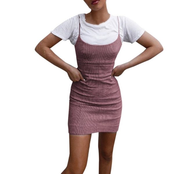 The Best Best Sale Plaid Spaghetti Strap Mini Bodycon Dress Women Wear Online - Takalr