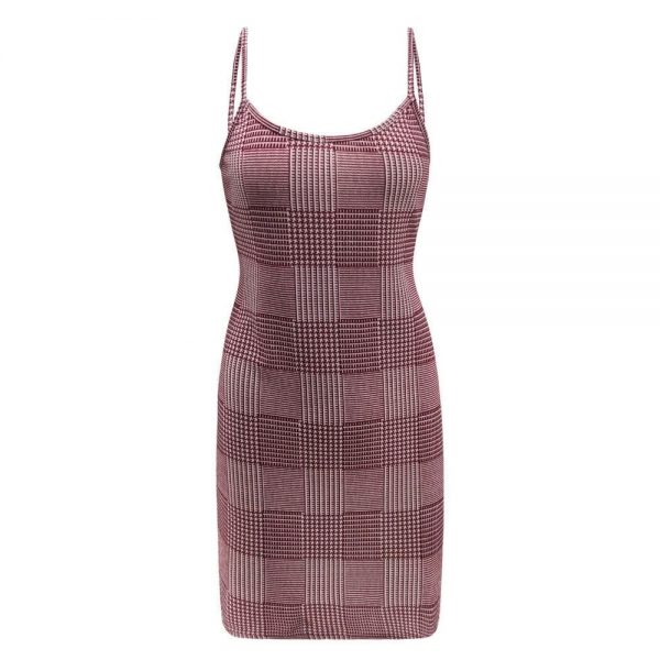 The Best Best Sale Plaid Spaghetti Strap Mini Bodycon Dress Women Wear Online - Takalr