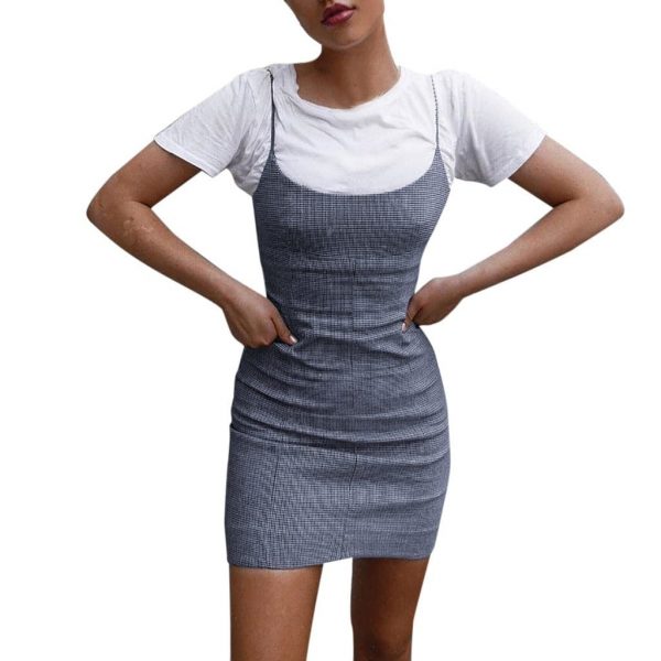 The Best Best Sale Plaid Spaghetti Strap Mini Bodycon Dress Women Wear Online - Takalr