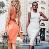 The Best Bodycon Dress Women Sexy Bandage Side Hollow Out Package Hip Gown Dress Ladies Club Party Slim Short Mini Dress Online - Takalr