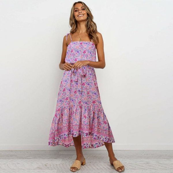 The Best Boho Floral Casual Long Maxi Dress Evening Party Cocktail Beach Holiday Sundress Online - Takalr