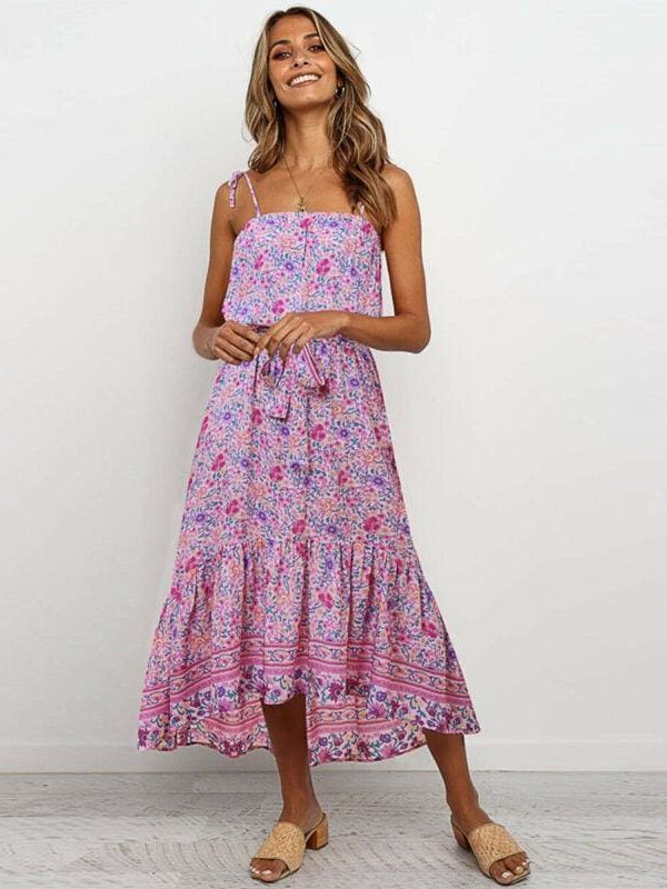 The Best Boho Floral Casual Long Maxi Dress Evening Party Cocktail Beach Holiday Sundress Online - Takalr