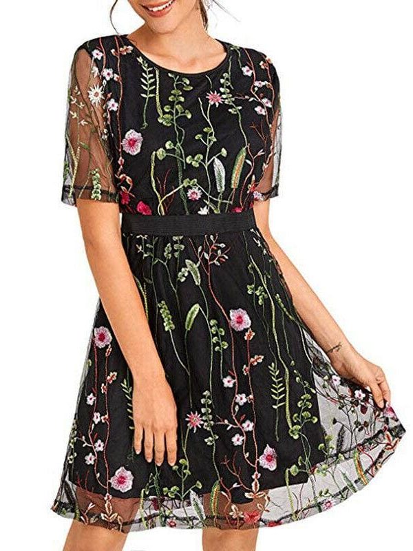 The Best Boho Floral Short Mini Dress Elegant Women Evening Party Vestidos Sundress Online - Takalr