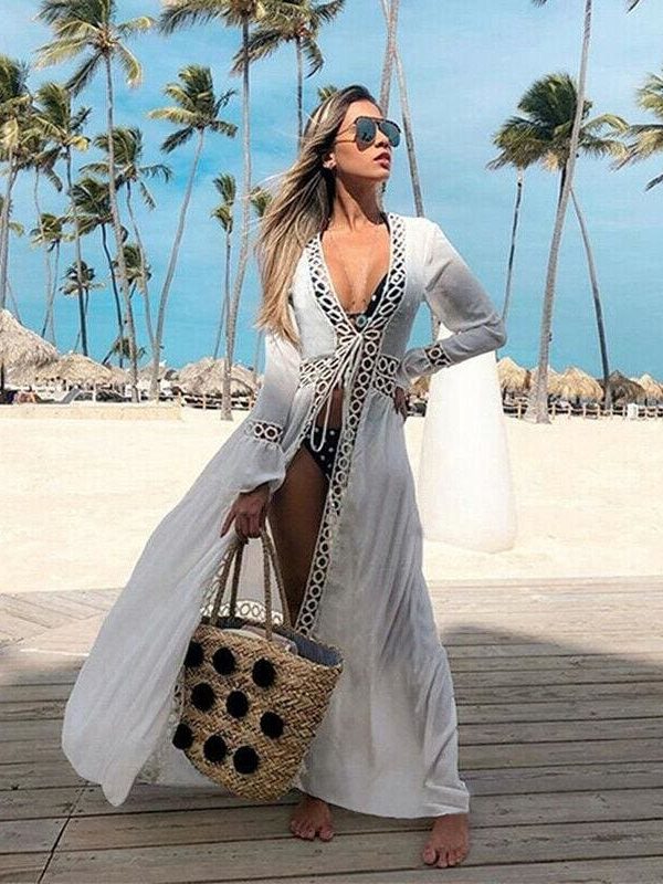 The Best Boho Long Bikini Cover Up Swimwear Beach Bathing Kaftan Maxi Dress Online - Takalr