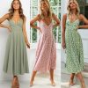 The Best Boho Print Maxi Dress Sleeveless Evening Party Beach Dress V-Neck Sundress Backless Online - Takalr