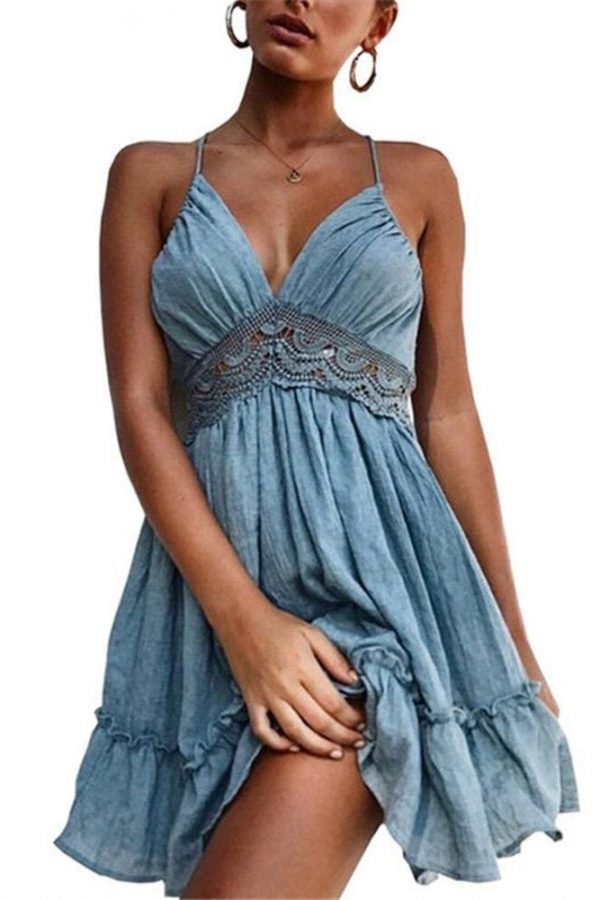 The Best Boho Vrouwen Jurken Spaghetti Strap Backless Elegante Beach Zonnejurk Online - Source Silk