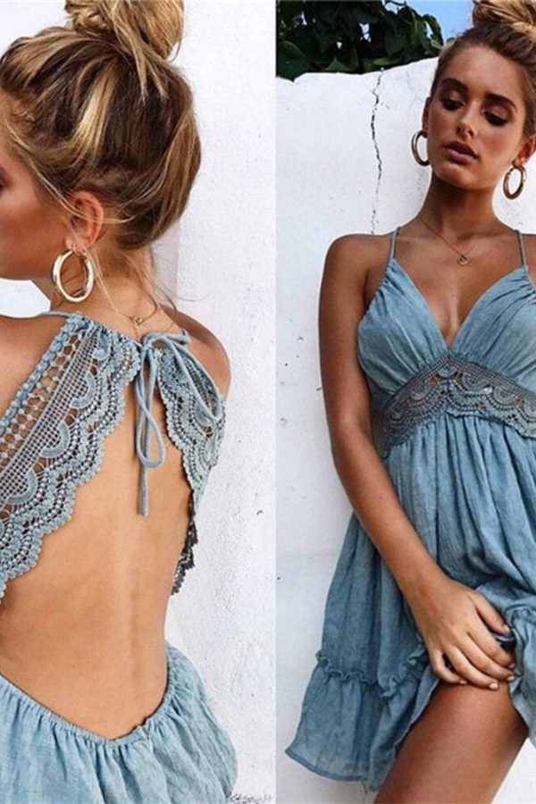 The Best Boho Vrouwen Jurken Spaghetti Strap Backless Elegante Beach Zonnejurk Online - Source Silk