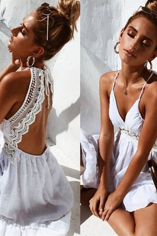 The Best Boho Vrouwen Jurken Spaghetti Strap Backless Elegante Beach Zonnejurk Online - Source Silk