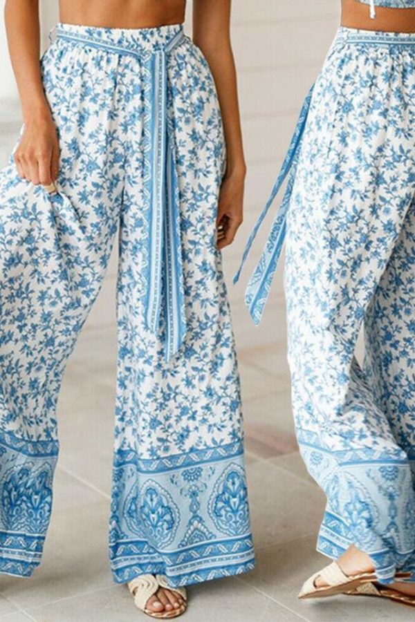 The Best Boho Women Baggy Harem Pants Hippie Wide Leg Gypsy Palazzo High Waist Loose Wide Leg Trousers Flared Bell Bottoms Online - Takalr