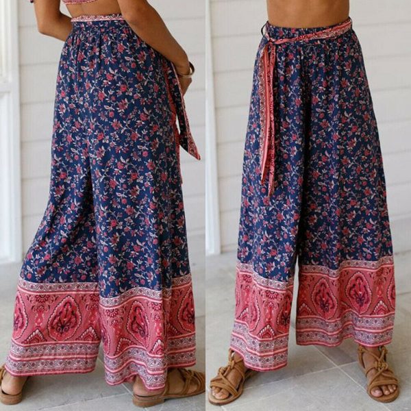 The Best Boho Women Baggy Harem Pants Hippie Wide Leg Gypsy Palazzo High Waist Loose Wide Leg Trousers Flared Bell Bottoms Online - Takalr