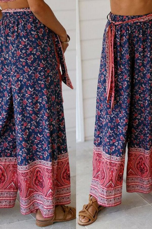 The Best Boho Women Baggy Harem Pants Hippie Wide Leg Gypsy Palazzo High Waist Loose Wide Leg Trousers Flared Bell Bottoms Online - Takalr