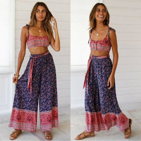 The Best Boho Women Baggy Harem Pants Hippie Wide Leg Gypsy Palazzo High Waist Loose Wide Leg Trousers Flared Bell Bottoms Online - Takalr