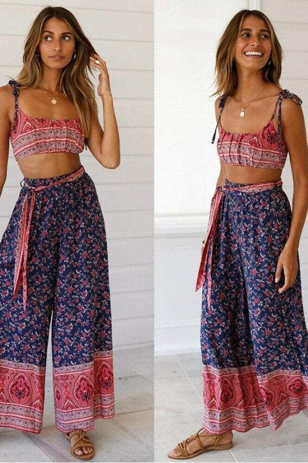 The Best Boho Women Baggy Harem Pants Hippie Wide Leg Gypsy Palazzo High Waist Loose Wide Leg Trousers Flared Bell Bottoms Online - Takalr