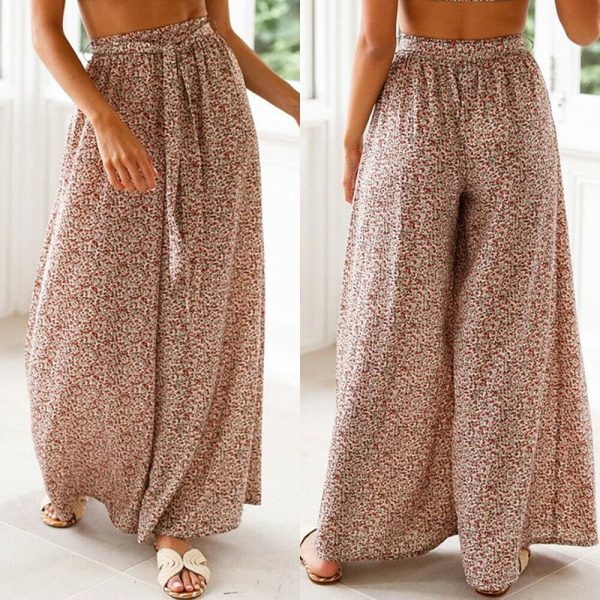 The Best Boho Women Baggy Harem Pants Hippie Wide Leg Gypsy Palazzo High Waist Loose Wide Leg Trousers Flared Bell Bottoms Online - Takalr