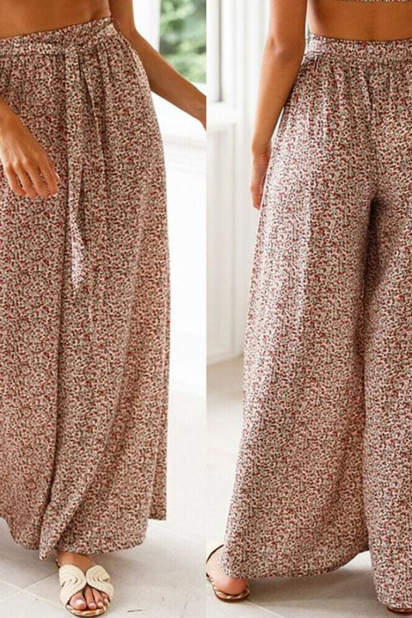 The Best Boho Women Baggy Harem Pants Hippie Wide Leg Gypsy Palazzo High Waist Loose Wide Leg Trousers Flared Bell Bottoms Online - Takalr