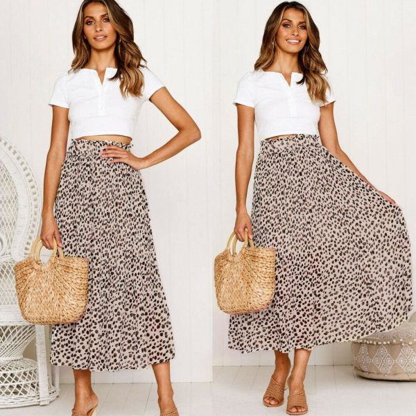 The Best Boho Women Chiffon High Waist Summer Beach Long Maxi Dress Leopard Print Ladies Bandage Party Split Skirt Hot Online - Takalr