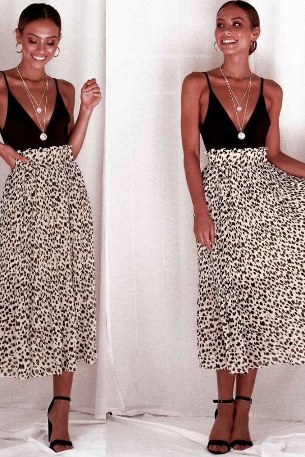 The Best Boho Women Chiffon High Waist Summer Beach Long Maxi Dress Leopard Print Ladies Bandage Party Split Skirt Hot Online - Takalr